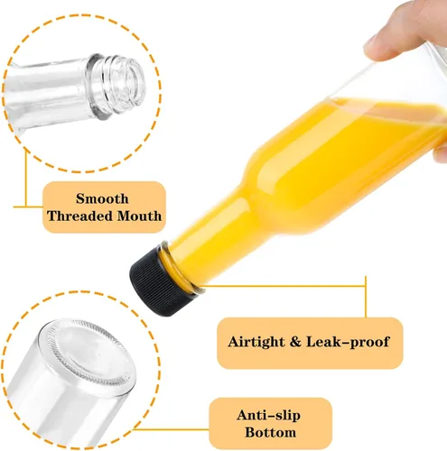 Vista 3 de GUANENA Paquete de 35 Botellas de Salsa Picante de 3 oz, Vidrio Transparente, A Prueba de Fugas, Reutilizables, Perfectas para Salsas, Bebidas