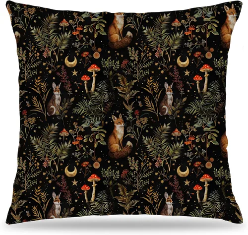 Vista 54 de Fundas de Almohada Gótica de Polilla y Mariposa 18x18, Fundas de Almohada Celestial de Luna de Academia Oscura para Sofá, Decoración Gótica