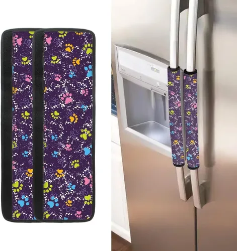 Vista 19 de Juego de 2 fundas para manija de puerta de refrigerador con estampado de copos de nieve de aguacate, protector de manija de puerta de cocina lavable