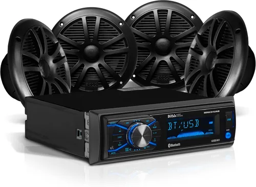 Vista 3 de BOSS Audio Systems MCK632WB.64 - Paquete de estéreo marino para lancha y altavoces de 6.5 pulgadas - DIN único, Bluetooth, sin reproductor de CD