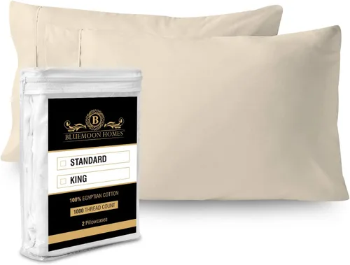 Vista 72 de 100% Cotton Pillow Covers for Queen/Standard Size Pillows - Set of 2 Sateen Pillowcases - Egyptian Cotton Pillow Cases with Long Staple Cotton for