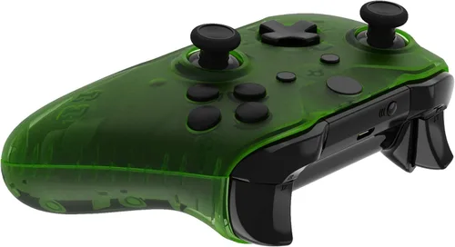 Vista 8 de eXtremeRate Transparent Clear Green Faceplate Side Rails for Xbox One Wireless Controller Model 1708, Replacement Front Housing Shell Panels for