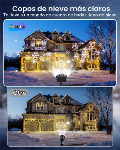Vista 6 de Proyector de copo de nieve de Navidad con luces HD para exteriores, luces LED de doble cabeza con control remoto, IP65 impermeable, para Halloween