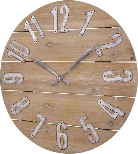 Vista 2 de LaCrosse 404-3960W Reloj de pared de cuarzo de madera rústica de 23.5 pulgadas