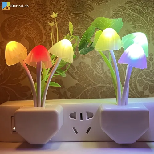 Vista 9 de iBetterLife Luz Nocturna LED con Sensor Inteligente 0.6W, Luces Nocturnas Cambiables de Color, Enchufables, Linda Luz Nocturna en Forma de Seta