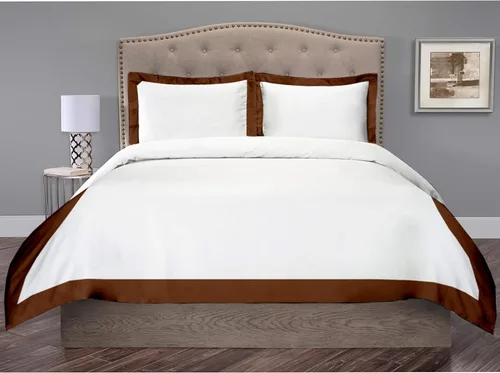 Vista 20 de Hotel Luxury - Juego de funda de edredón de 3 piezas de doble tono, 850 hilos, 100% algodón orgánico, colección de ropa de cama tamaño King, 104 x