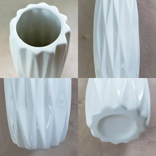 Vista 52 de White Ceramic Flower Vase,12 Inch Tall Modern Textured Vases for Home Decor,Table Centerpieces,Farmhouse,Shelf,Living Room Decorations Minimalist