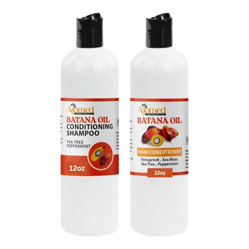 Batana Oil & Sea Moss Hair Shampoo and Conditioner Set- Champú orgánico hecho a mano con aceite de ricino, aloe vera, alholva, romero, árbol de