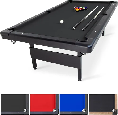 Vista 13 de GoSports 6, 7, or 8 ft Billiards Tables - No Assembly, Choose Your Color - Portable Pool Table Includes Full Set of Balls, 2 Cue Sticks, Chalk and