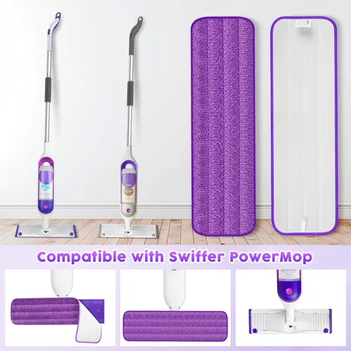 Vista 2 de 6 Pack Reusable Mop Pads Compatible with Swiffer PowerMop, Mop Refill Pads Wet Pads Refill Machine Washable Up to 100 Times Thickened Microfiber Mop