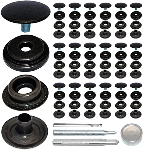 Vista 13 de 60Sets 0.492 in Acero inoxidable Fastener Snap Press Stud Button Kits para Abrigos Bolsas Cueros Barco Marino Lona Gunmetal Negro Sin Herramientas