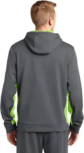 Vista 3 de Sport Tek Sudadera con capucha de moda Wick-Moisture para hombre, Gris ahumado oscuroLima Shock, L