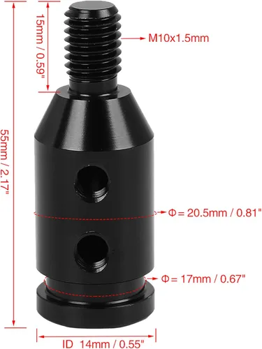 Vista 3 de X AUTOHAUX M10 X 1.5 - Adaptador universal de pomo de cambio de marchas para coche, color negro, para palanca de cambios sin rosca