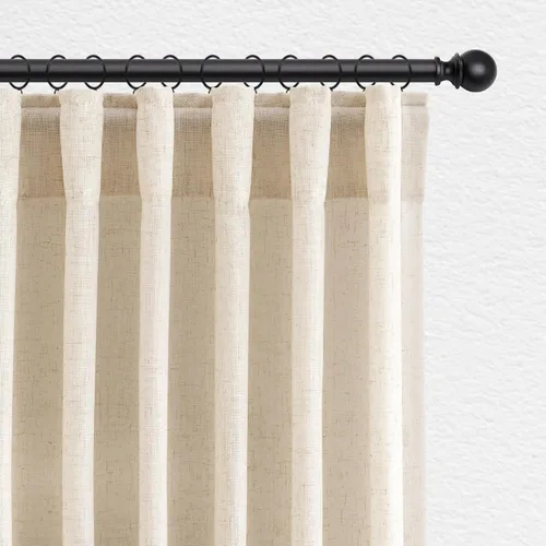Vista 28 de Jowels Natural Linen Curtains 96 Inches Long 2 Panels for Living Room