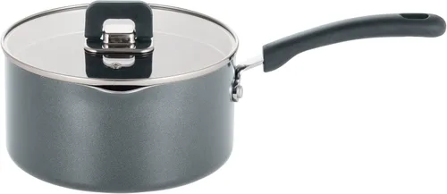 Vista 2 de NutriChef Cacerola con tapa antiadherente, elegante, utensilios de cocina con perilla plegable, 1.5 cuartos de galón, funciona con el modelo: Negro