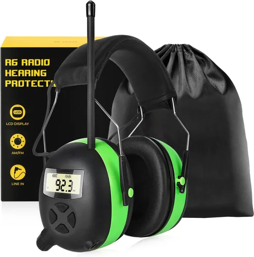 Vista 11 de BJKing - Auriculares con radio AM/FM y pantalla digital, orejeras de protección auditiva de 30dB, protección para los oídos para cortar el césped