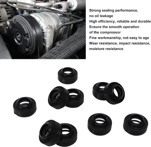 Vista 3 de Kit de sello de labio de eje de compresor de CA de 10 piezas, apto para compresor de CA 10S, rendimiento de sellado fuerte, resistente al aceite
