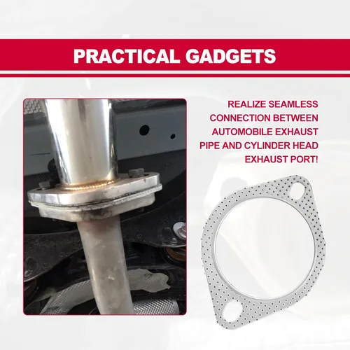 Vista 6 de 2 unids junta de colector de escape estándar 3 "2 pernos de escape de la junta de repuesto de la brida de escape del coche Accesorios del coche OEM