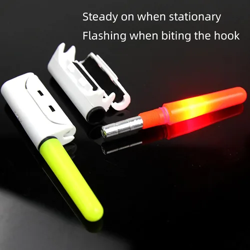 Vista 2 de Luces LED de punta de caña de pescar – Indicador inteligente de golpe y alarma de mordeduras para pesca nocturna – Alerta impermeable con clip