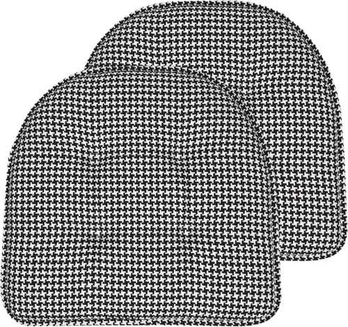 Vista 122 de Sweet Home Collection - Cojín de asiento de espuma viscoelástica y respaldo de caucho antideslizante con capitoné para silla, cojín en U, 17x16 Gris
