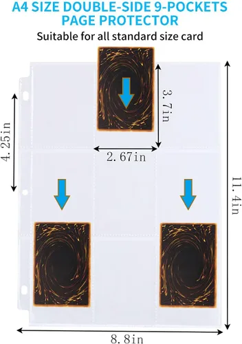 Vista 2 de Protector de páginas de 9 bolsillos – 648 bolsillos premium de doble cara fundas para tarjetas de intercambio de páginas para carpeta de 3 anillas
