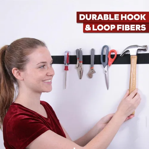 Vista 7 de Cinta de gancho y bucle, negro, tiras industriales de 1.5 pulgadas x 10 pies con adhesivo resistente, rollo de gancho y bucle para interiores