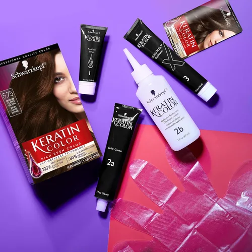 Vista 4 de Schwarzkopf Keratin Color - Crema permanente para el cabello, 4.5 castaño dorado medio 4.5 marrón dorado medio