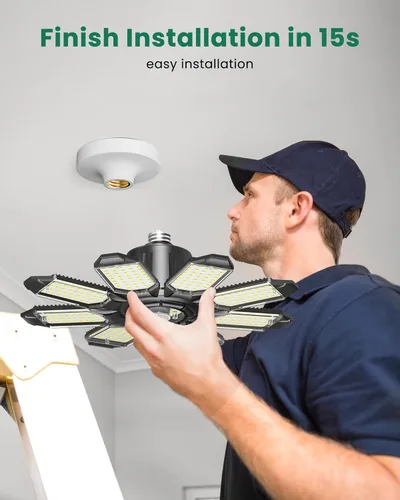 Vista 6 de Luz de garaje con sensor de movimiento, 25000 lm 250 W, luz LED de techo para garaje activada por movimiento, con sensor de movimiento