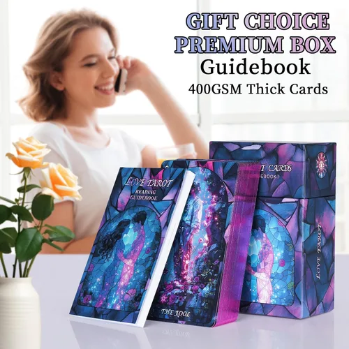 Vista 7 de Cartas de tarot de amor con libro guía para principiantes, original y único, tarot rosa, baraja Oracle con bonito borde de lámina dorada