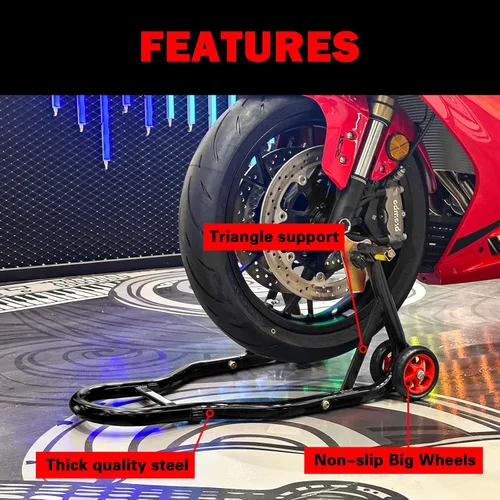 Vista 2 de MOTO4U Soporte delantero y trasero para motocicleta, soporte combinado delantero trasero universal para elevación de ruedas, soporte de elevación