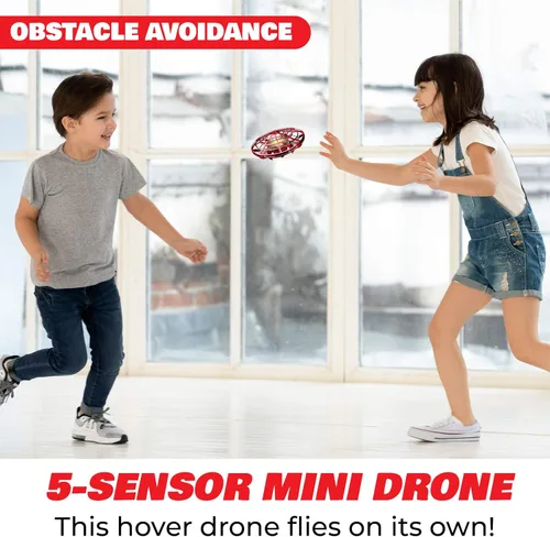 Vista 3 de Force1 Scoot - Dron de mano para niños o adultos, con sensor de movimiento de manos libres, mini dron, práctico para interiores, pequeño juguete Rojo