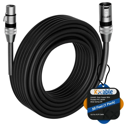 Vista 37 de Kxable - Cable de micrófono XLR 1 pie, XLR macho a hembra, cable de micrófono equilibrado de 3 pines, cable de altavoces blindado, conectores