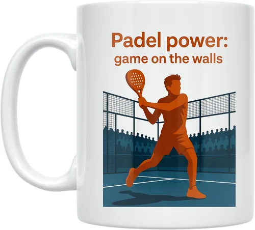 Padel Player Coffee Mug - Padel Power: Game On The Walls - 11 oz White Ceramic - Vibrant Sports Design