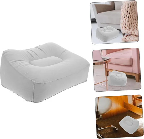 Vista 3 de LIOOBO Almohada inflable para reposapiés, taburete de masaje de pies de PVC, cojín de relajación para viajes al aire libre, hogar, oficina, avión