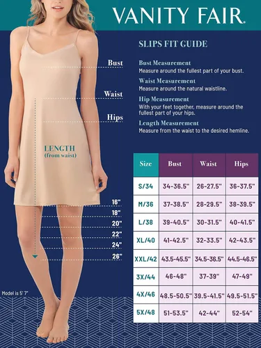 Vista 5 de Vanity Fair Women's Adjustable Spaghetti Strap Lightweight Smoothing Cami Slip (S-2XL)