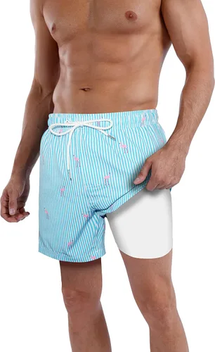 Vista 69 de Traje de baño para hombre con forro de compresión de secado rápido de 5.5 pulgadas con forro tipo bóxer amarillo (1-Yellowstar)