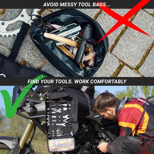 Vista 8 de ODINSBERG Bolsa de Rollo de Herramientas para Motocicleta - Herramientas NO Incluidas - Bolsa de Herramientas Pequeña, Bolsa Enrollable para Llave