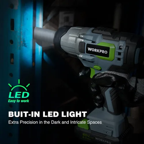 Vista 7 de WORKPRO Llave de impacto inalámbrica de 20 V, de 1/2 pulgada, par máximo de 320 pies-libra, batería de iones de litio de 2.0 Ah con cargador rápido