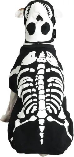 Vista 3 de Casual Canine Disfraz de algodón Glow Bones para perro, talla XS, 8 pulgadas