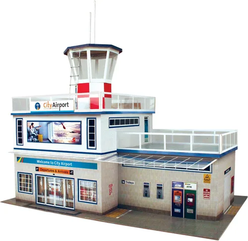 Vista 4 de The CityBuilder Kit de fabricación de modelos de cartón para aeropuertos y colgadores - O Scale Model Railroad Building