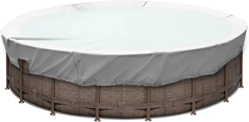 Vista 11 de SunnyRoyal Cubierta de piscina para piscinas sobre el suelo, cubierta redonda de invierno de 10 pies para piscinas de 6 pies, cubierta de seguridad