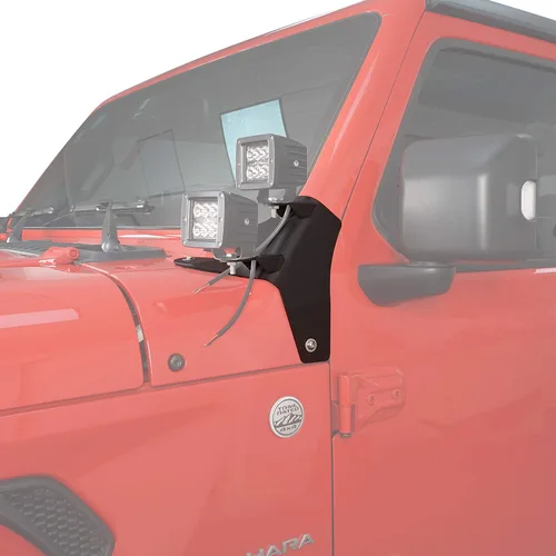 Vista 2 de Hooke Road Soportes de montaje de luz de pilar A dobles compatibles con Jeep JL Wrangler/Gladiator JT 2018-2026, par