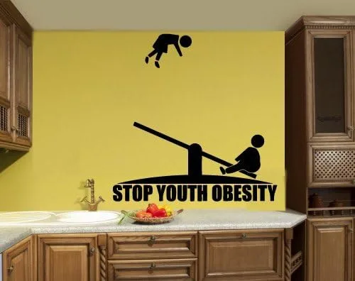 Stop Youth la obesidad divertida Señal de positivo simbol Mural de pared vinilo calcomanía decorativo z856