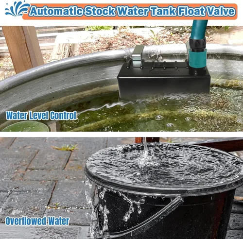 Vista 3 de Válvula Flotante de Becario para Tanque de Almacenamiento, Válvula Flotante de Tanque de Agua con Control de Nivel para Estanque, Ganado, Ganado