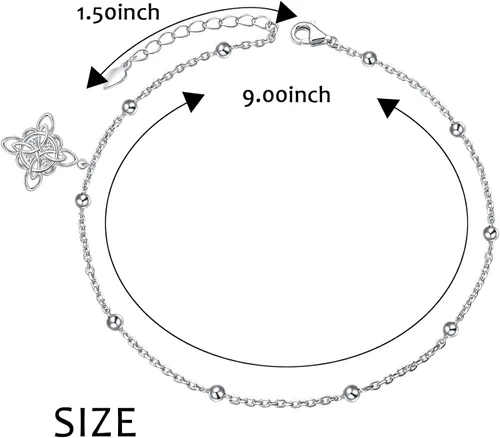 Vista 7 de Tobillera de plata de 925 para mujer chica para uso bohemio playa ajustable para regalo de cumpleaños