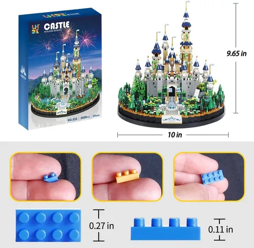Vista 3 de 3600 bloques de construcción de castillo, ideales creativos, bloques de construcción de palacio de ensueño, el mejor regalo de microladrillos