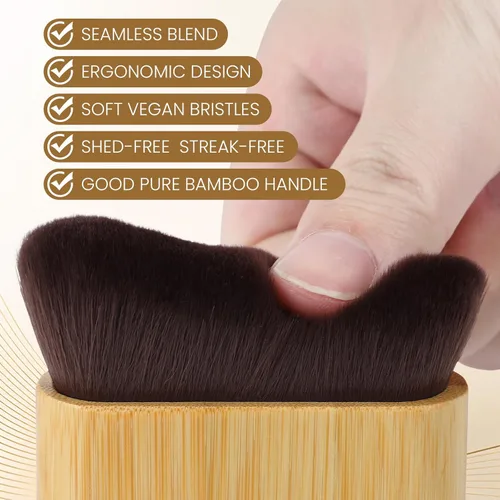 Vista 5 de Brocha autobronceadora – Brocha Kabuki para maquillaje de base corporal, aplicador de mezcla para bronceador para maquillaje de piernas, manopla