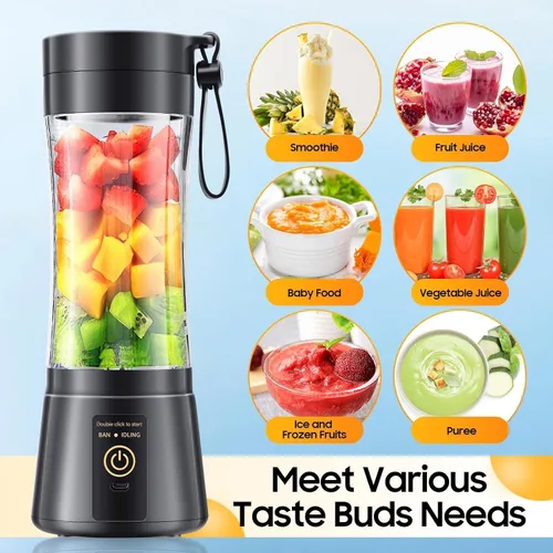 Vista 2 de Licuadora portátil, licuadora personal inalámbrica con USB recargable y 6 cuchillas, mini exprimidor compacto potente mezcla para batidos, frutas