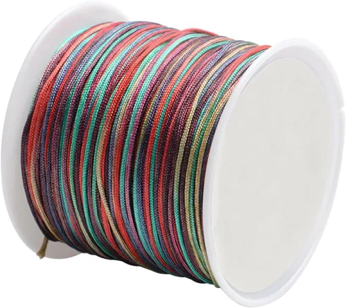 Vista 29 de Cordón de nailon para cuentas de 164.0 ft x 0.031 in, hilo de raso satinado de nailon trenzado para manualidades de macramé