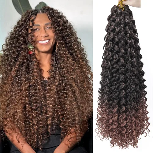 Vista 46 de 8 Paquetes de Cabello Rizado con Ganchillo GoGo para Mujeres, Cabello Rizado con Ganchillo para Trenzas de Ola Profunda, Extensiones de Cabello